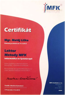 Certifikát - Lektor metody MFK